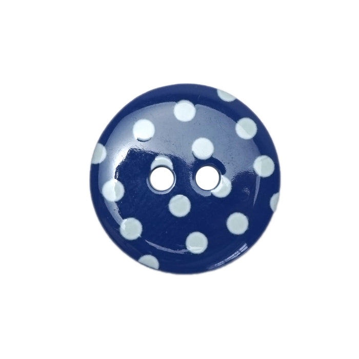 18mm Royal Blue Polka Dot Buttons (10 Pcs)
