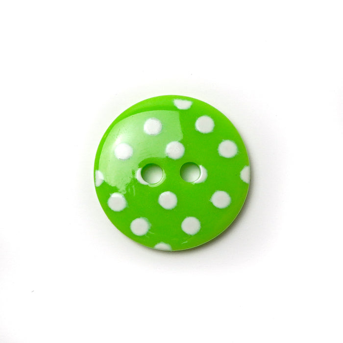 18mm Neon Green Polka Dot Buttons (10 Pcs)