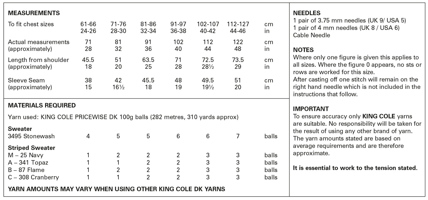 King Cole 5940 Double Knitting Pattern for Boys & Men - DK Sweaters (24-46in)
