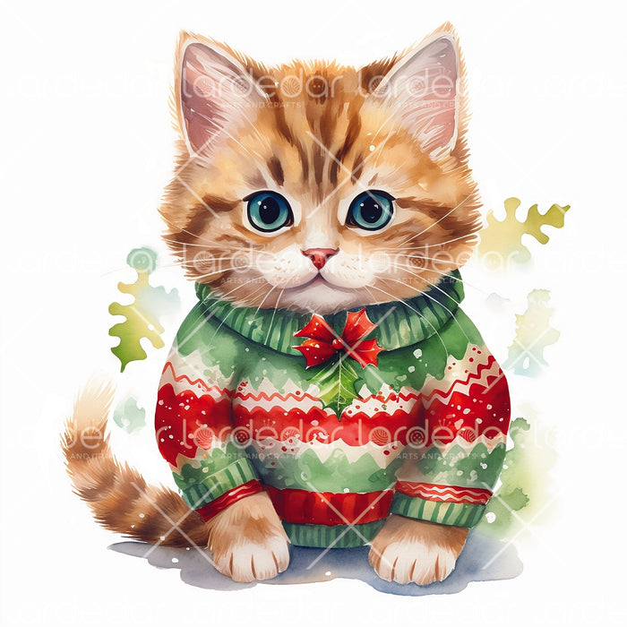 18 Christmas Cats Clipart | High Quality Downloadable JPG Illustrations