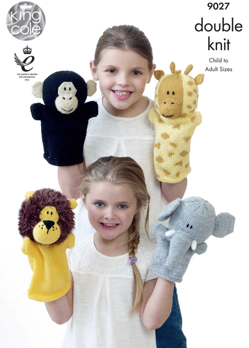 King Cole 9027 Double Knitting Pattern - Animal Hand Puppets