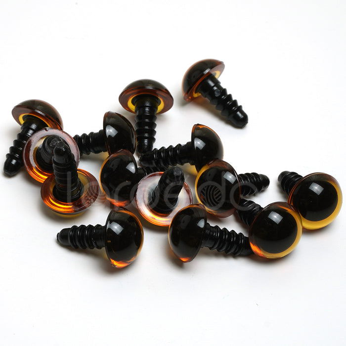 Amber Safety Toy Eyes - Sizes 9mm, 12mm, 15mm or 18mm