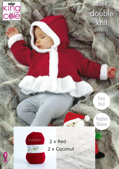 Baby Christmas Wool & Pattern Bundle - Red DK + Coconut Truffle Yarn & Knitting Pattern 5568
