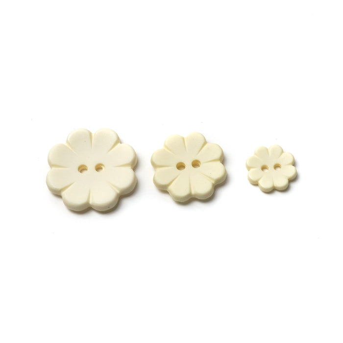 Cream Matte Flower Buttons (10 Pcs) - 15mm 23mm or 28mm