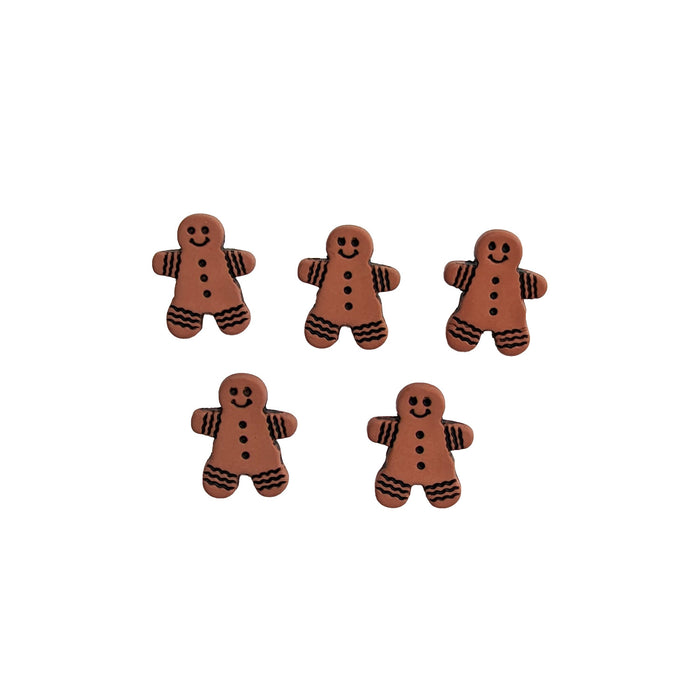 Gingerbread Man Buttons - Shanked 18mm Novelty Christmas (5 Pcs)