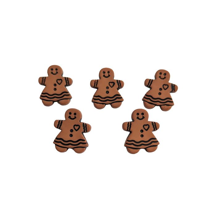 Gingerbread Woman Buttons - Shanked 18mm Novelty Christmas (5 Pcs)