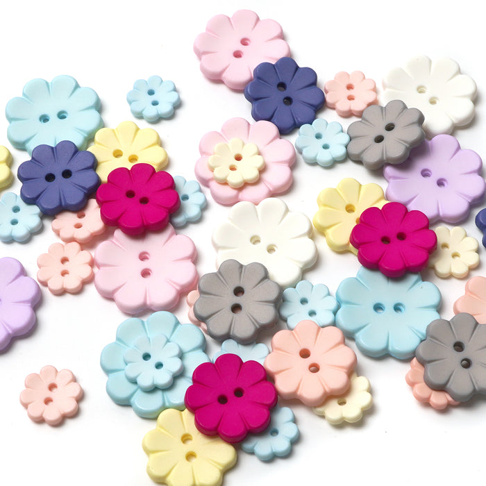 White Matte Flower Buttons (10 Pcs) - 15mm 23mm or 28mm