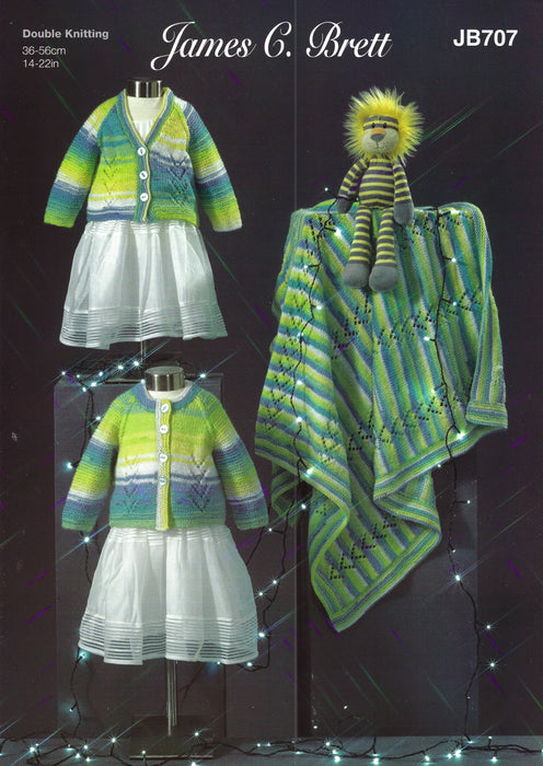 James C Brett JB707 Double Knitting Pattern - Baby DK Cardigans & Blanket (0 - 2 years)