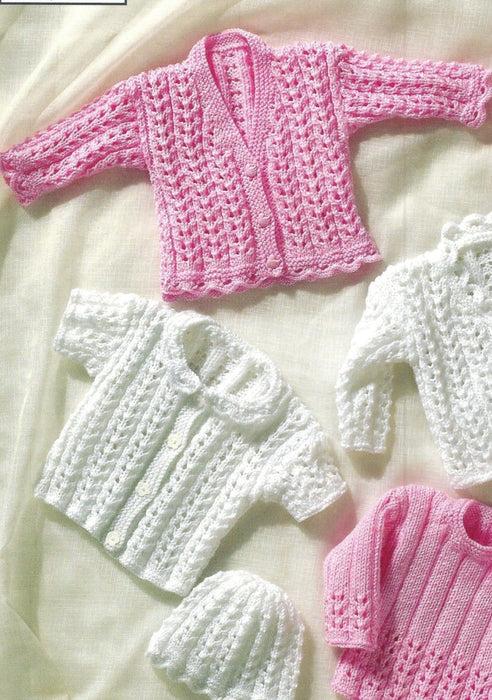 King Cole 2885 Double Knitting Pattern - DK Baby Cardigans, Sweater & Hat (Prem - 2 years)