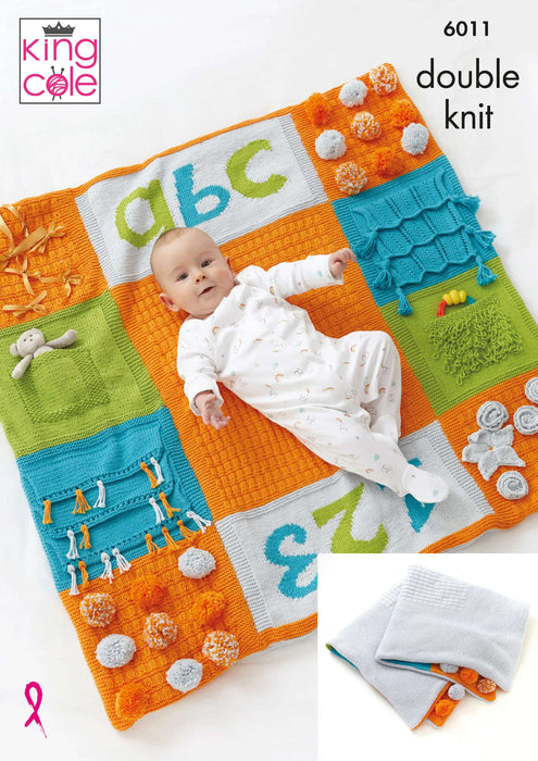 King Cole 6011 Baby Knitting Pattern - Cotton DK Books & Play Mat