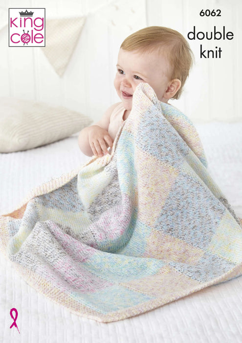 King Cole 6062 Double Knitting Pattern - DK Baby Blankets