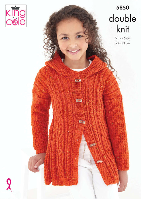 King Cole 5850 Double Knitting Pattern for Children - DK Cardigan & Sweater (5-12 yrs)