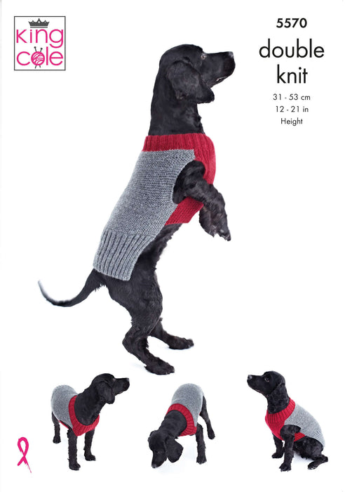 King Cole Pattern 5570 Double Knitting Pattern - Dog Coats / Sweater Pattern for Dogs