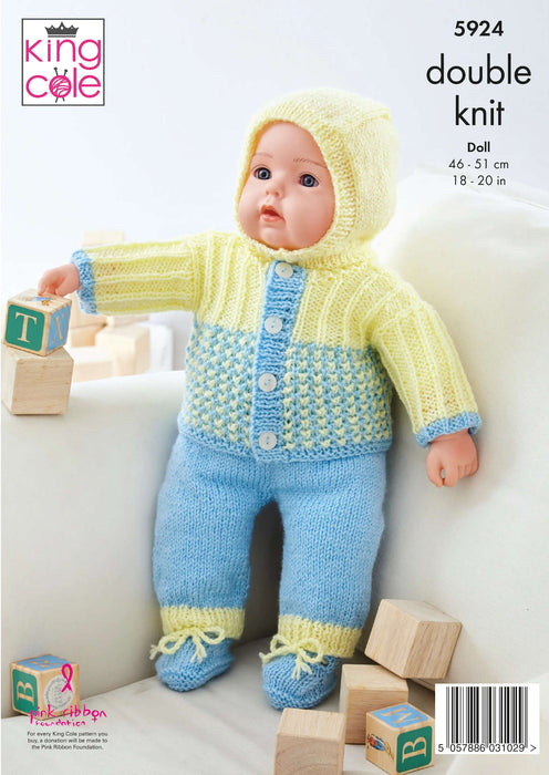 King Cole 5924 Doll Knitting Pattern - Dolls Clothes