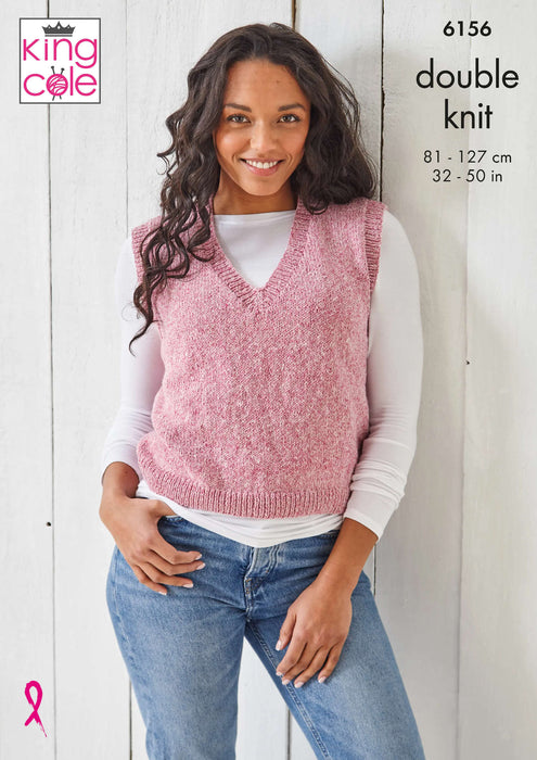 King Cole 6156 Double Knitting Pattern - Ladies DK Tank Top & Sweater