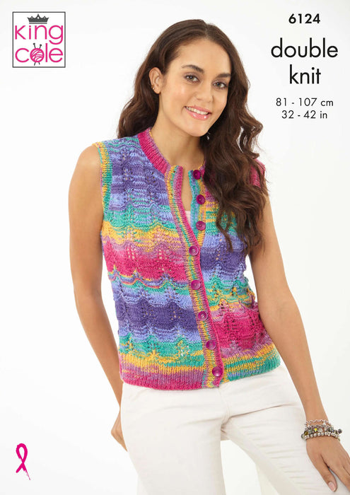 King Cole 6124 Double Knitting Pattern for Ladies - Women's DK Tank Top & Waistcoat
