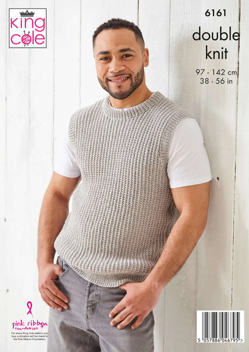King Cole 6161 Double Knitting Pattern - Mens DK Slipover & Sweater
