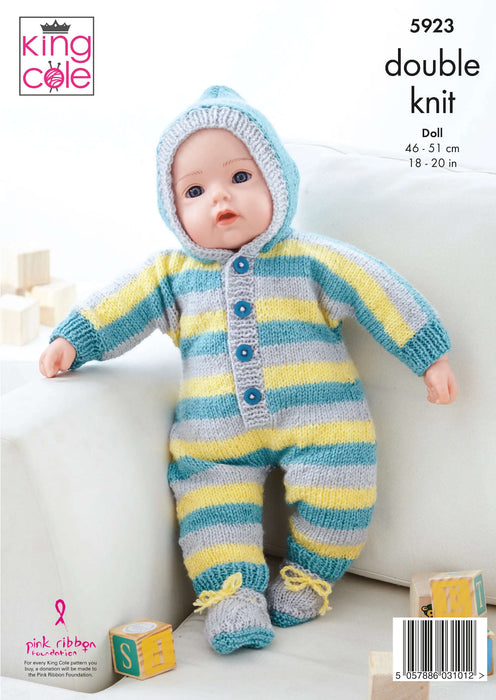 King Cole 5923 Doll Knitting Pattern - Dolls Clothes