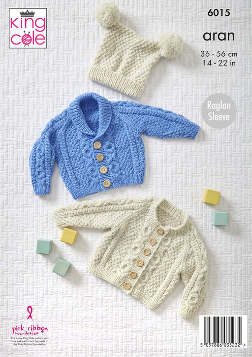 Baby aran pattern for cardigans and hat