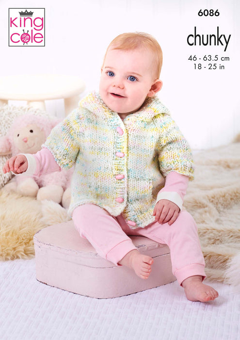 King Cole 6086 Chunky Knitting Pattern - Tops for Children (6mnths to 6 years)