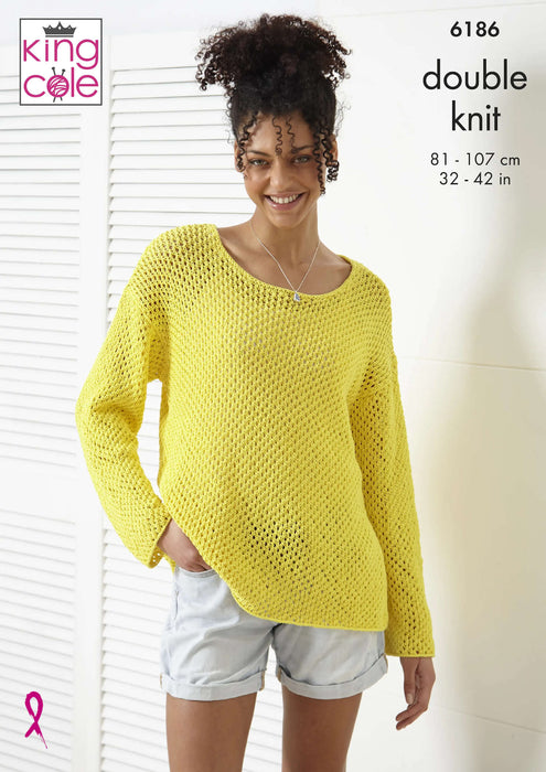 King Cole 6186 Double Knitting Pattern - Ladies DK Tank Top & Sweater