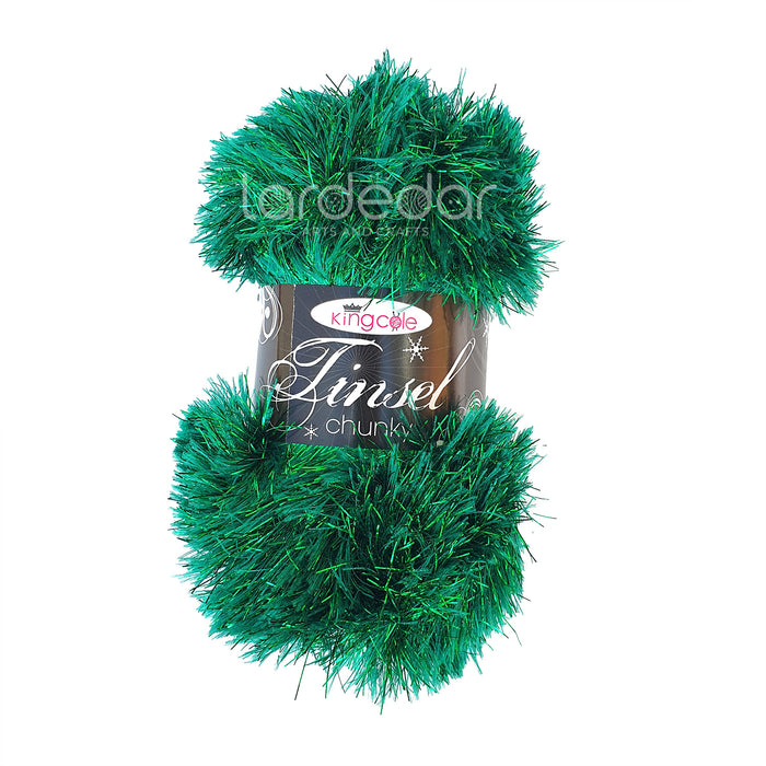 King Cole Tinsel Chunky Wool Yarn in Emerald (216) - 50g Ball