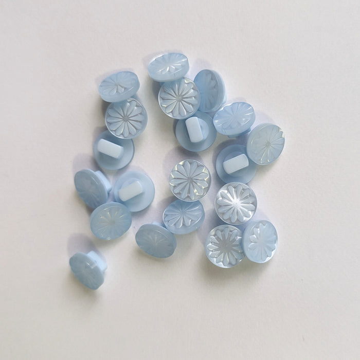 Light Blue Shank Round Baby Buttons with Star Detailing - 10mm (10 Pcs)