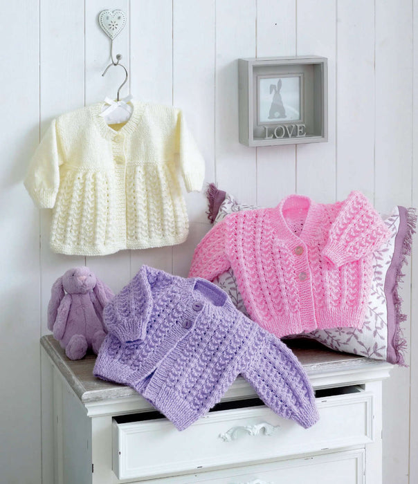 UKHKA 165 Double Knitting Pattern - DK Baby Cardigans & Matinee Coat (12-20in)