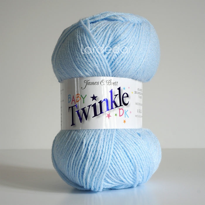 James C Brett Baby Twinkle Double Knitting Wool Glitter Yarn - BT4 Blue 100g