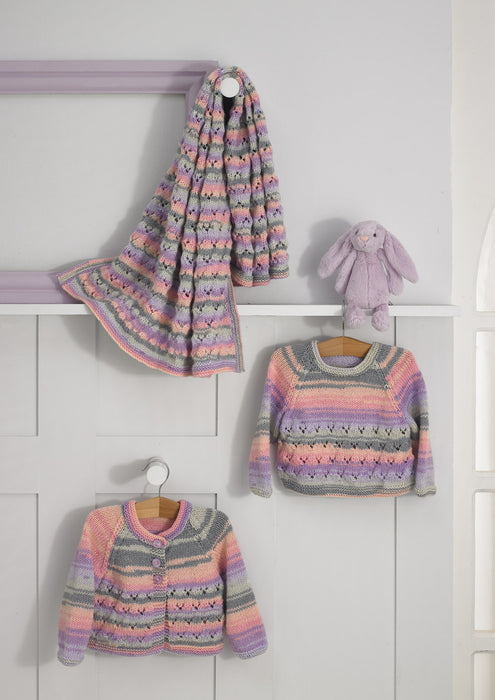 James C Brett JB746 Double Knitting Pattern - Baby DK Cardigan, Sweater & Blanket (0 - 2 years)