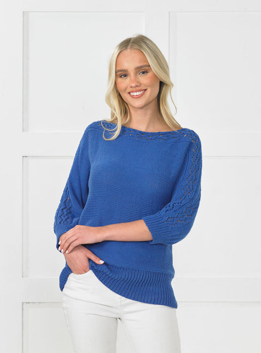 James C Brett JB874 Double Knitting Pattern - Cotton DK Sweater for Ladies