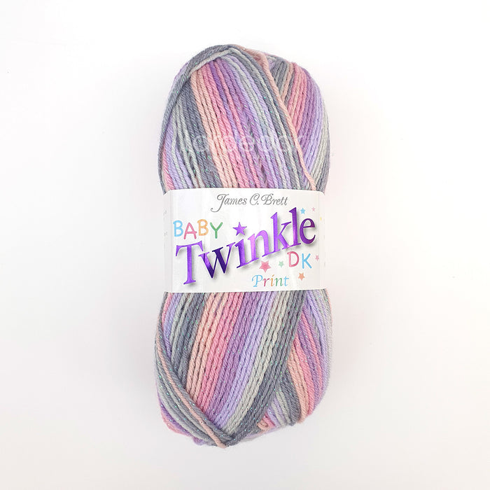 James C Brett Baby Twinkle Print DK Yarn - BTP32 Lilac, Pink, Grey Mix - 100g Ball