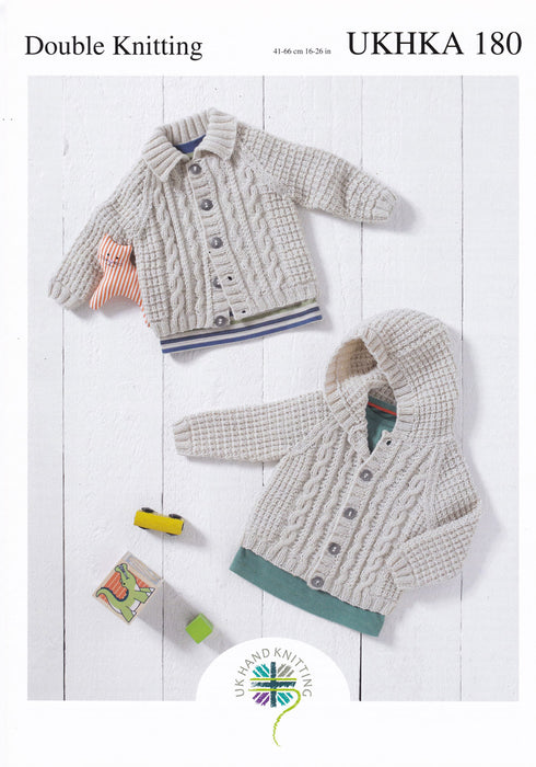 UKHKA 180 Double Knitting Pattern - DK Baby / Children Cardigans (0 - 7yrs)