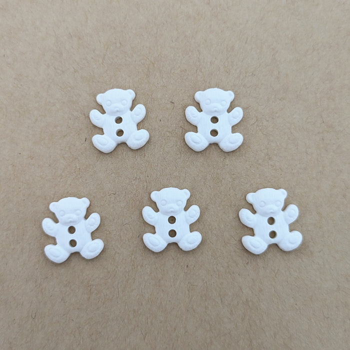18mm Cute White Baby Teddy Bear Buttons, 5 Pcs