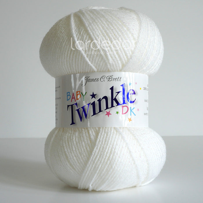 James C Brett Baby Twinkle Double Knitting Wool Glitter Yarn - BT1 White 100g