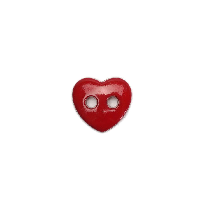 12mm Dark Red Heart Shaped Buttons - 10 Pcs