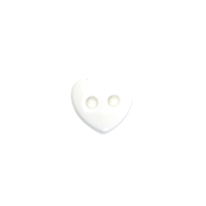 12mm White Heart Shaped Buttons - 10 Pcs