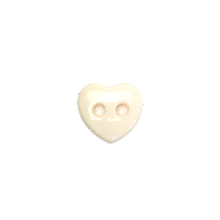 12mm Cream Heart Shaped Buttons - 10 Pcs