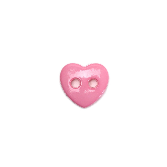 12mm Pink Heart Shaped Buttons - 10 Pcs