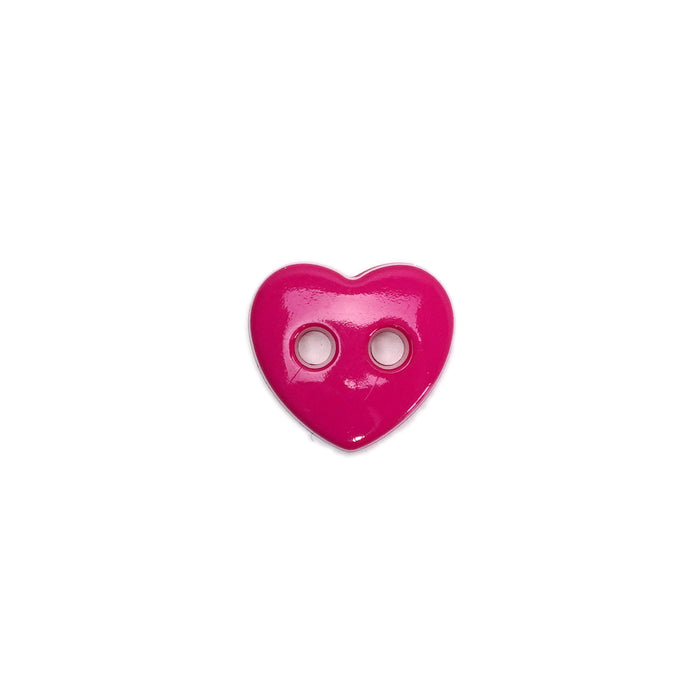 12mm Cerise Heart Shaped Buttons - 10 Pcs