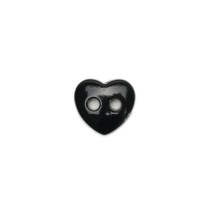 12mm Black Heart Shaped Buttons - 10 Pcs
