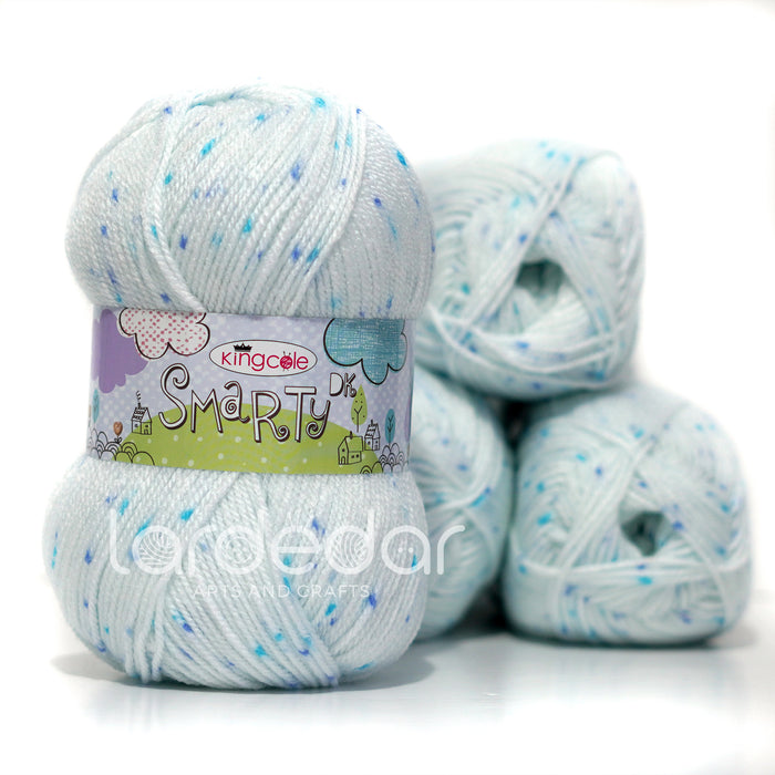 King Cole Smarty DK Yarn in Blue Ice - 1476 - 100g Ball of Spotted / Fleck Knitting Wool (Discontinued)