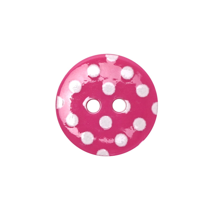 15mm Hot Pink Polka Dot Buttons (10 Pcs)