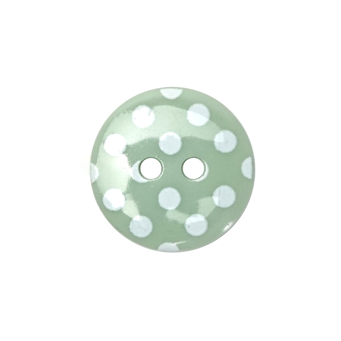 15mm Light Green Polka Dot Buttons (10 Pcs)