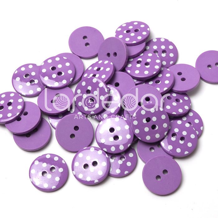15mm Purple Polka Dot Buttons (10 Pcs)