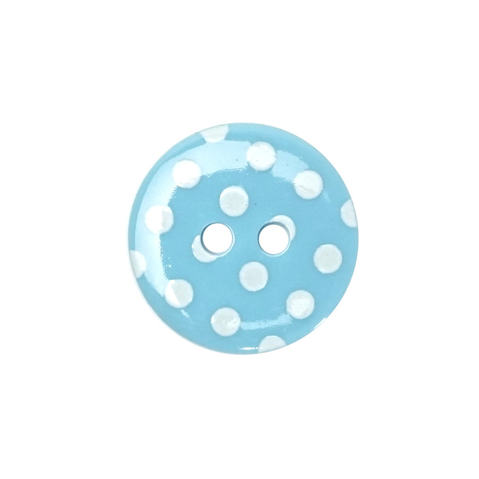 15mm Light Blue Polka Dot Buttons (10 Pcs)