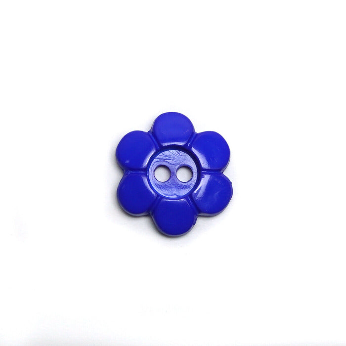 15mm Royal Blue Daisy Flower Buttons (5 Pcs)