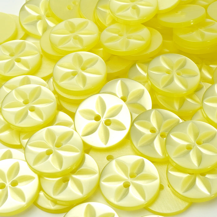 Yellow Round Baby Star Buttons, Polyester (10 Pcs) 11mm, 14mm or 16mm