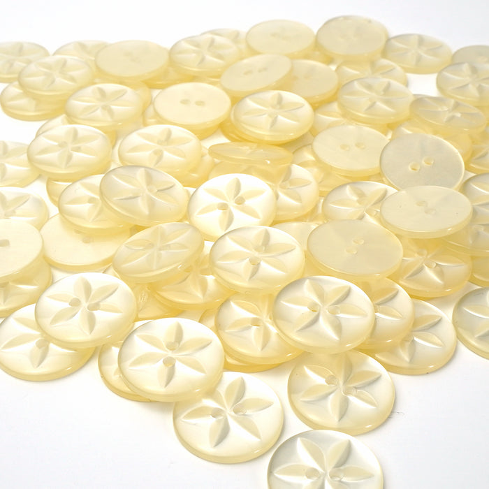 Cream Round Baby Star Buttons, Polyester (10 Pcs) 11mm, 14mm or 16mm