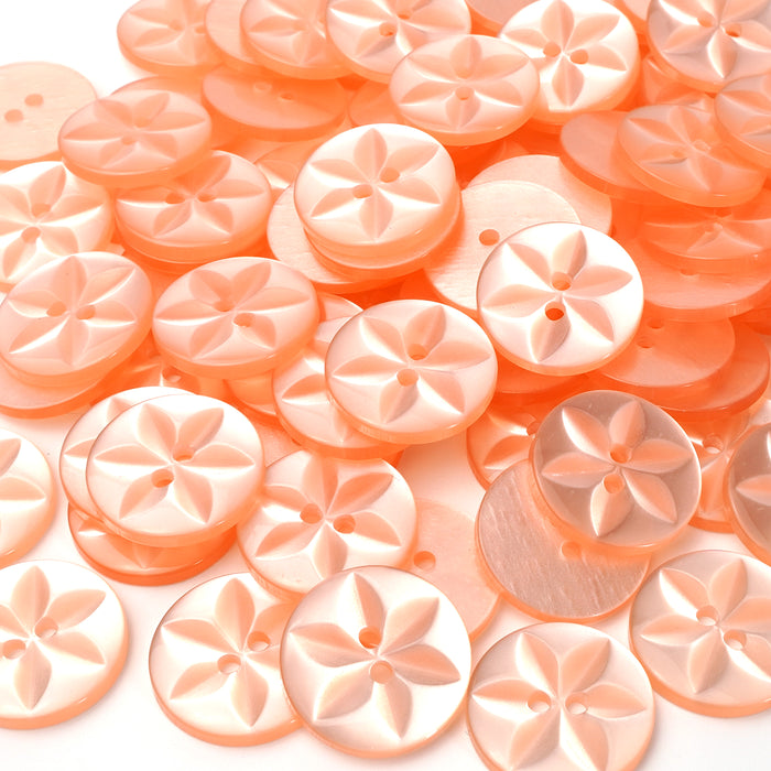 Peach Round Baby Star Buttons, Polyester (10 Pcs) 11mm, 14mm or 16mm